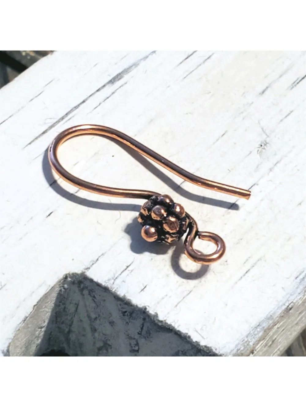 Fancy Handcrafted India Solid Copper Bali Bead Ear Hooks Earring Wires 10 pcs